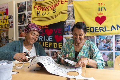 Programma eenZM workshop banners maken in Pennywafelhuis - foto Anda van Riet