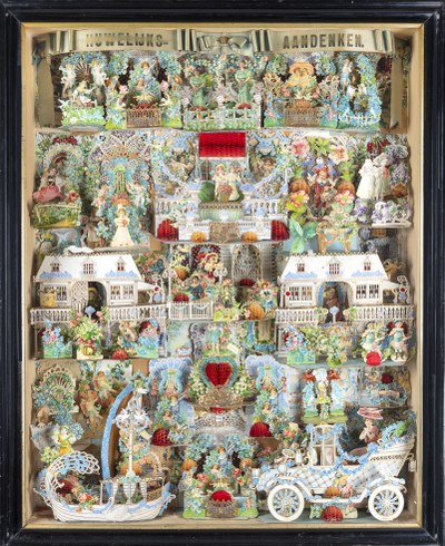 Kaartenkast ter gelegenheid van het huwelijk van J. Reijniersse en W. de Witte, 29 mei 1903, 1903 (papier)