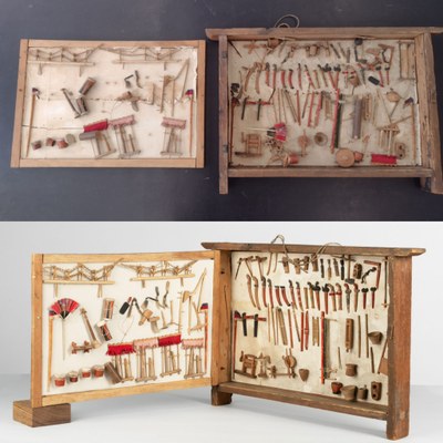 Reiskistje Java voor restauratie (boven) en na restauratie (onder)